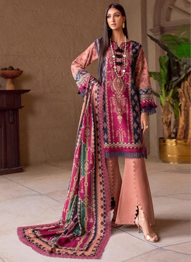 Pure Cotton Peach Pink Eid Wear Digital Printed Pakistani Suit